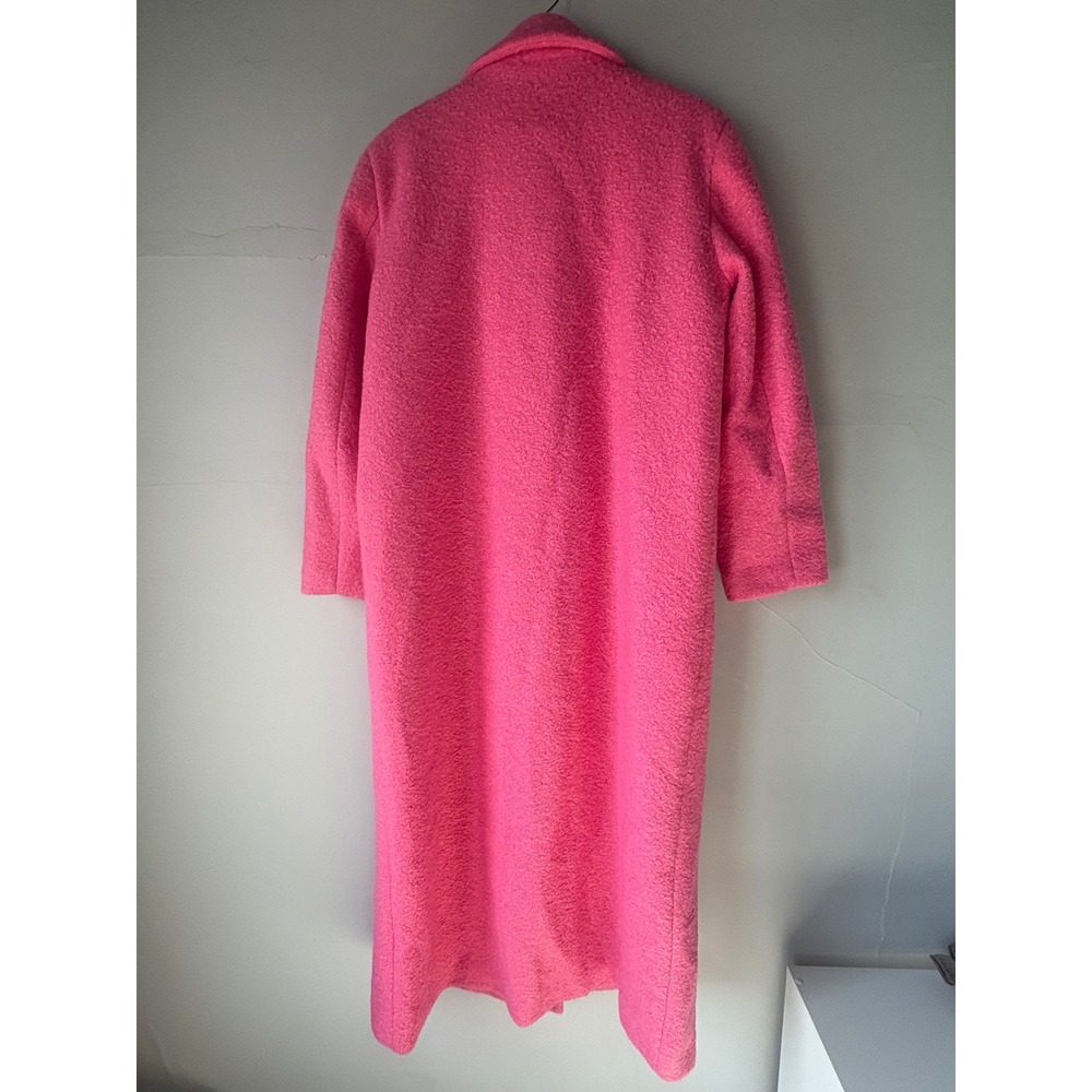 NA-KD Longline Boucle Wool Blend Coat‎ Hot Pink Oversized Single Button Size 36 - Picture 8 of 9